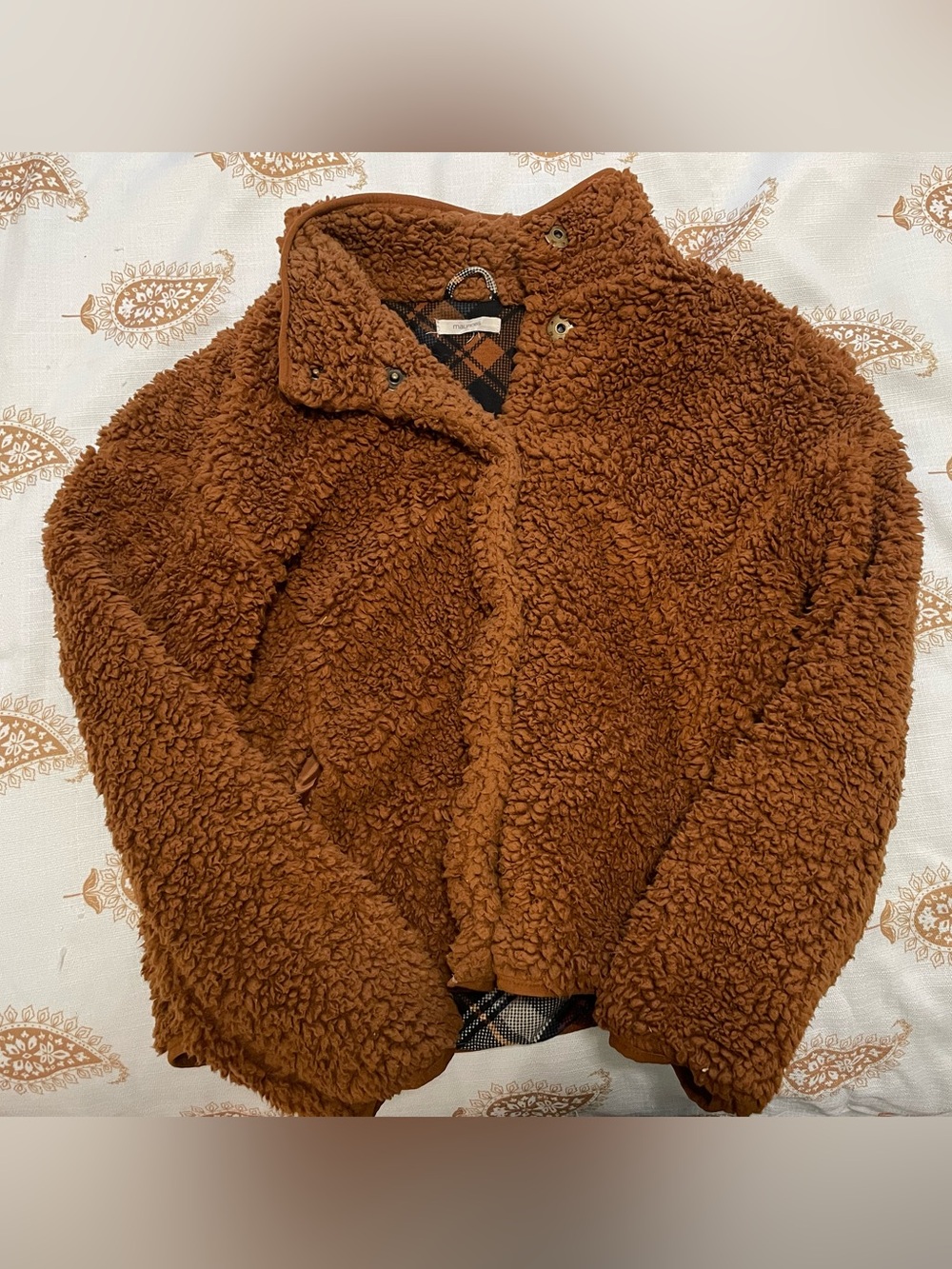 Maurices Plush Teddy Jacket in Chestnut Brown